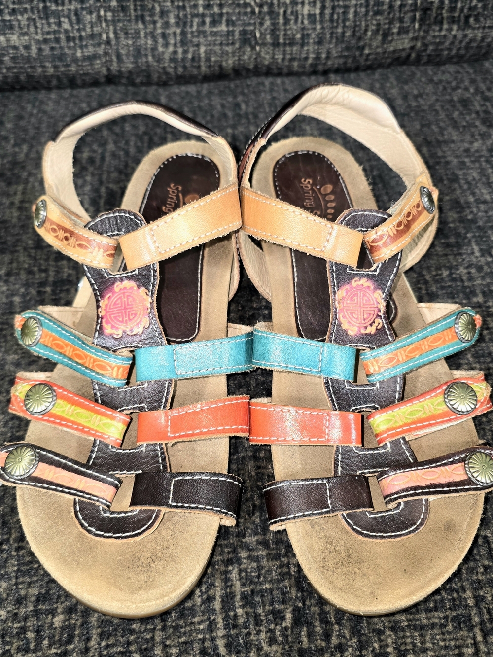Spring Step L'Artiste Multicolor Strappy Sandals US 8-8.5, EU 39, BOHO VIBES!